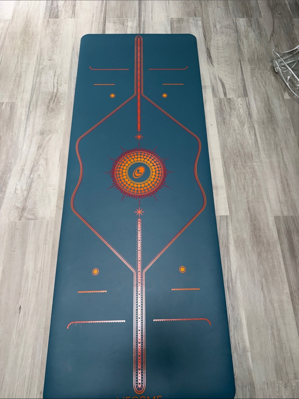Liforme Blue Alignment Yoga Mat with Orange Accents